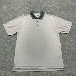 Fairway Outfitters Mens Polo Shirt Size L Gray Striped Casual Short Sleeve